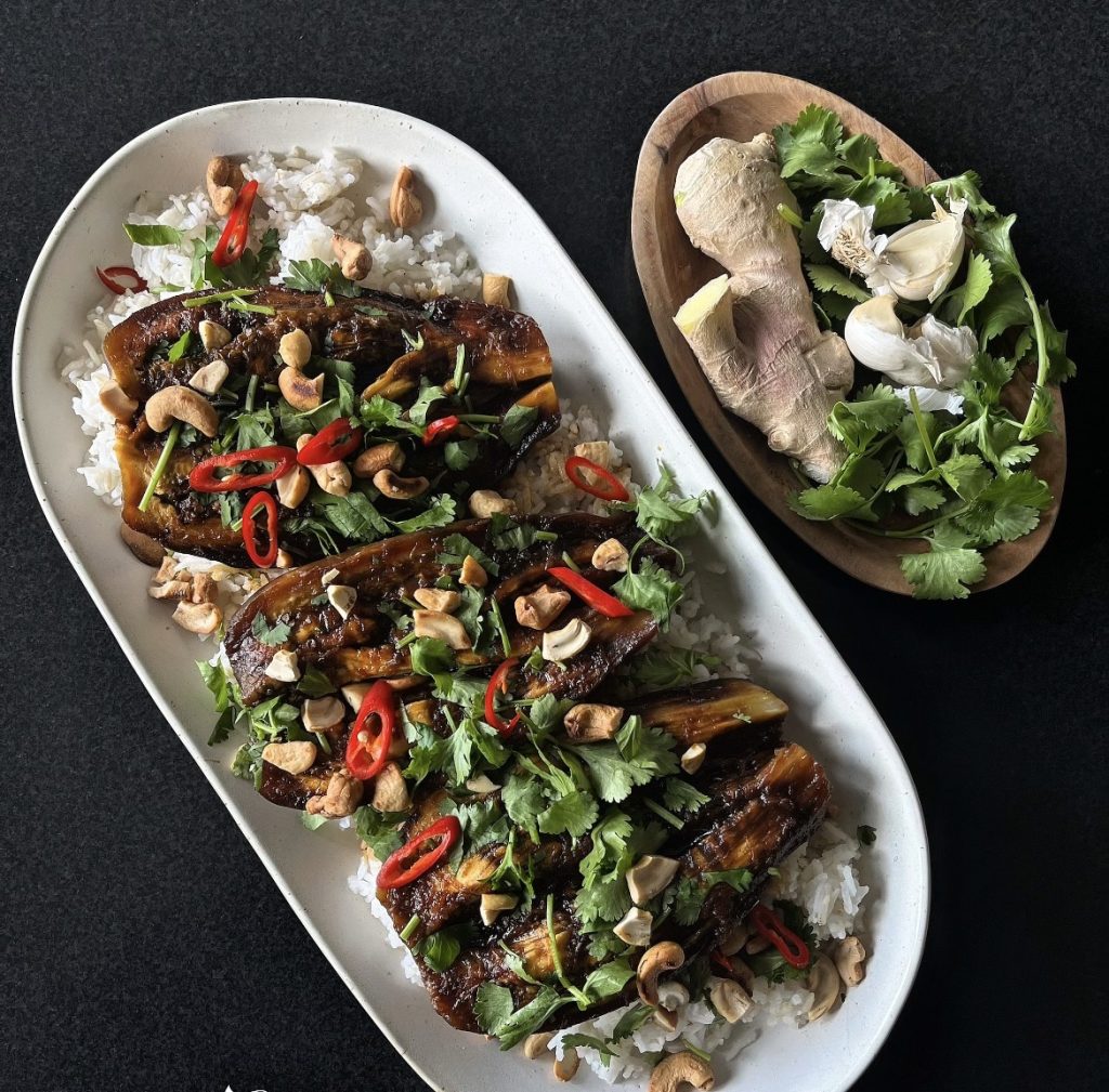 Geglazuurde aubergine